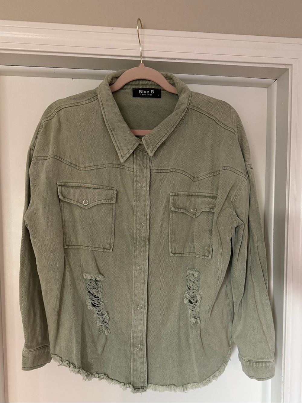 Women's Distressed Olive Utility Jacket